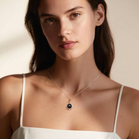 10-11mm Tahitian Black Pearl, Rose Flower Pearl Necklace, Anniversary Jewelry Gi - Picture 4 of 7